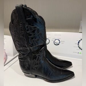 Tony Lama Black Lizard Western Cowboy Boots size 9M Womens
